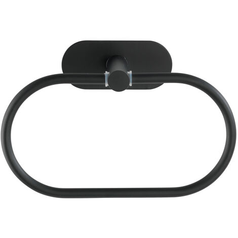 WENKO Turbo-Loc® Edelstahl Handtuchring Orea Black Matt, Handtuchhalter, Befestigen ohne bohren, Schwarz, Edelstahl rostfrei schwarz