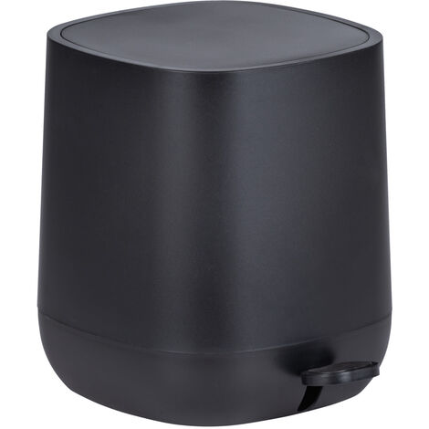 WENKO Treteimer Davos, Schwarz 6,5 L, Kosmetikeimer, Abfalleimer, Schwarz, Polypropylen schwarz, Polypropylen schwarz