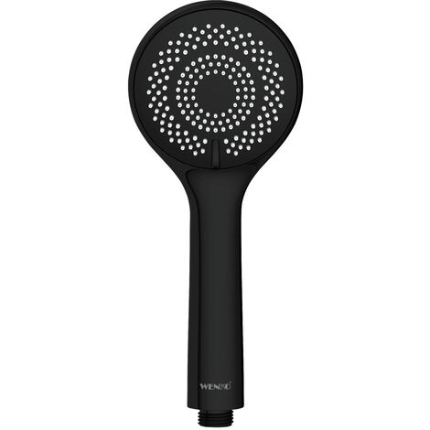 WENKO Duschkopf Watersaving Schwarz matt, Ø 9,5 cm, Schwarz, Kunststoff (ABS) schwarz (1/5)