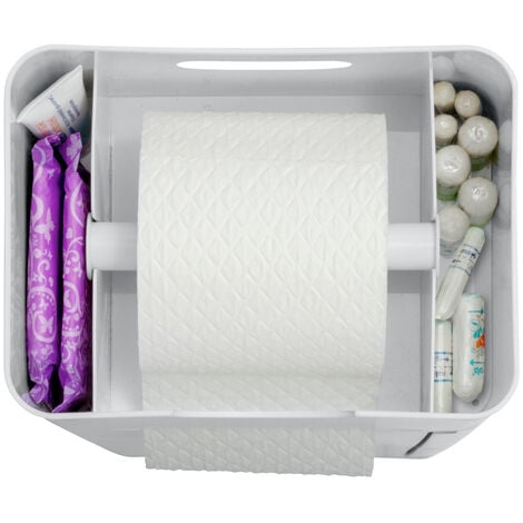 WENKO 6 in 1 Stand WC-Garnitur Imon Weiß matt, integrierter Toilettenpapierhalter, WC-Bürstenhalter, Ersatzrollenhalter, Stauraumfächer und Ablage, Weiß, Kunststoff (ABS) weiß