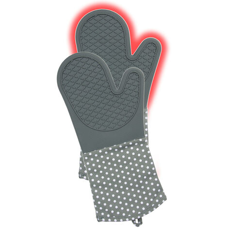 WENKO Topfhandschuhe Silikon Grau, 1 Paar, Grau, Baumwolle grau weiß, Silikon grau