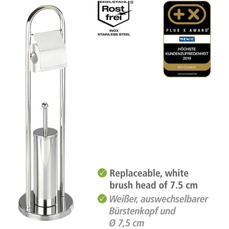 Exclusiv WC-Garnitur Stand glänzend rostfrei Silber rostfrei, Edelstahl, glänzend, Edelstahl WENKO Vasto