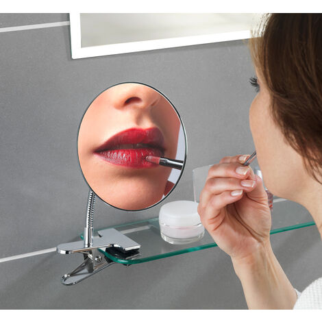 WENKO Kosmetikspiegel Clip, 5-fach Vergrößerung, Silber glänzend, Stahl  chrom