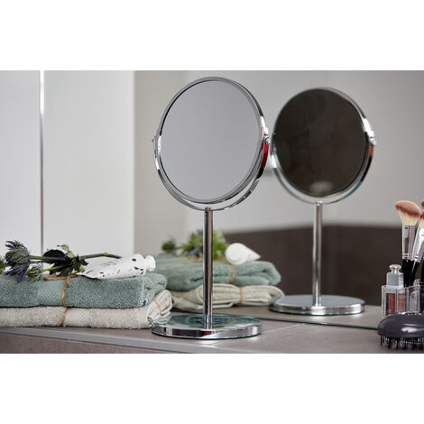 WENKO Kosmetik-Standspiegel Assisi Ø 17 cm schwenkbarer Schminkspiegel mit 3 