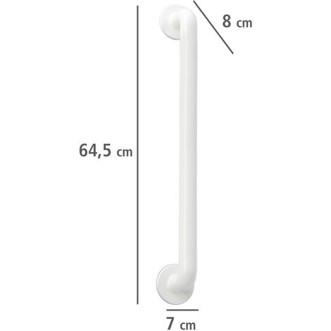 WENKO Wandhaltegriff Secura Weiß 64,5 cm, Weiß, Aluminium weiß, Kunststoff  weiß