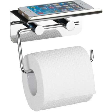 Toilettenpapierhalter Mit Handy-Ablage – Wandmontiert, Silber, Für Papierrollen Bis 12,5 Cm