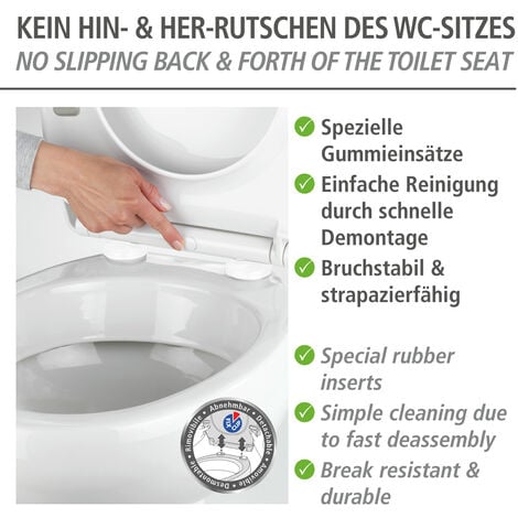 WENKO Premium WC-Sitz Kos Weiß, Thermoplast, mit Absenkautomatik, Weiß, Thermoplast weiß , Metall silber matt