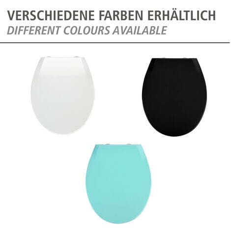 WENKO Premium WC-Sitz Kos Weiß, Thermoplast, mit Absenkautomatik, Weiß, Thermoplast weiß , Metall silber matt