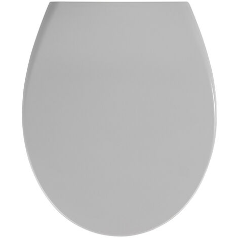 WENKO Premium WC-Sitz Samos Concrete Grey, aus antibakteriellem Duroplast, mit Absenkautomatik, Grau, Duroplast hellgrau , Edelstahl rostfrei silber matt