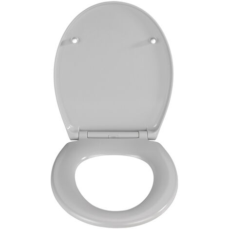 WENKO Premium WC-Sitz Samos Concrete Grey, aus antibakteriellem Duroplast, mit Absenkautomatik, Grau, Duroplast hellgrau , Edelstahl rostfrei silber matt