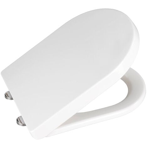 WENKO Premium WC-Sitz Calla, Thermoplast weiß, mit Absenkautomatik, Weiß, Thermoplast weiß , Edelstahl rostfrei silber matt