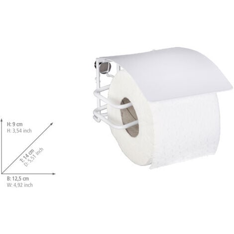 WENKO Toilettenpapierhalter mit Deckel Classic Plus, mit hochwertigem  Rostschutz, Weiß, Stahl weiß