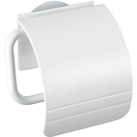 WENKO Static-Loc® Toilettenpapierhalter Osimo Weiß, Befestigen ohne bohren,  Weiß, Polypropylen weiß, Kunststoff (PET) weiß,