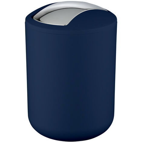WENKO Schwingdeckeleimer Brasil Dunkelblau S, 2 Liter, Blau, Kunststoff (TPE) dunkelblau