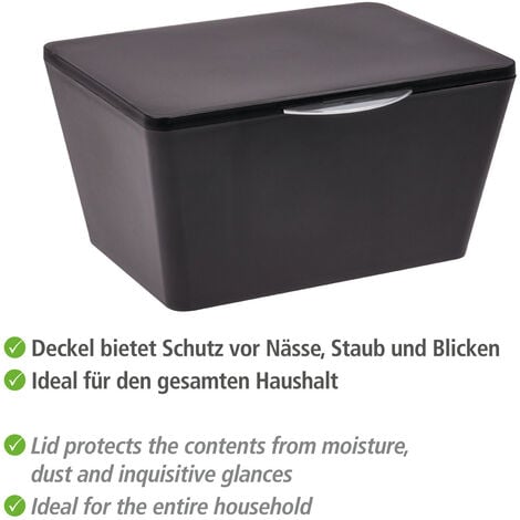 WENKO Aufbewahrungsbox mit Deckel Brasil Schwarz, Aufbewahrung & Organisation, Schwarz, Kunststoff (TPE) schwarz