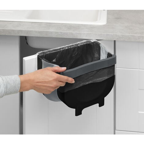 WENKO Tür-Abfalleimer Fago 5 L Schwarz, faltbarer Mülleimer für  Küchenabfälle, Schwarz, Polypropylen schwarz, Kunststoff (TPR)
