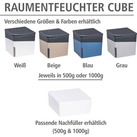 WENKO Raumentfeuchter Cube Grau 1000 g, Luftentfeuchter, Grau
