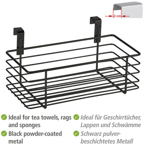 WENKO Einhängekorb Klein Schwarz, Schwarz, Schwarz, pulverbeschichtetes  Metall schwarz , Kunststoff (EVA) schwarz