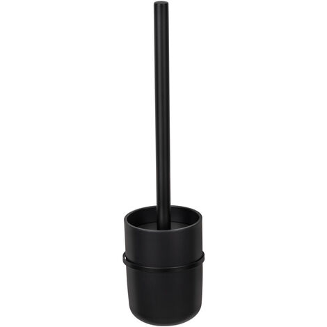 WENKO Turbo-Loc® WC-Garnitur Carpino Schwarz, Befestigen ohne Bohren, Schwarz, Polystyrol schwarz , Metall schwarz