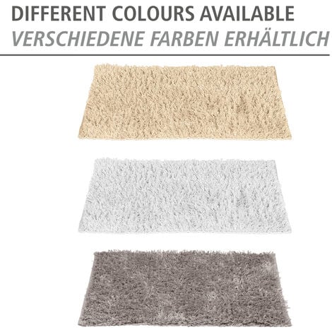 WENKO Badematte Lanas Hellgrau, Aus recycelten PET-Flaschen, Grau, Polyester hellgrau