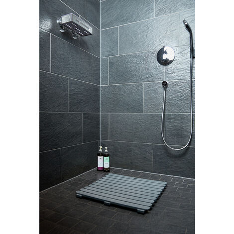 WENKO Duschmatte Indoor & Outdoor Grau 55 x 55 cm, 55 x 55 cm, Grau, Kunststoff grau