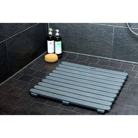 WENKO Duschmatte Indoor & Outdoor Grau 55 x 55 cm, 55 x 55 cm, Grau, Kunststoff grau