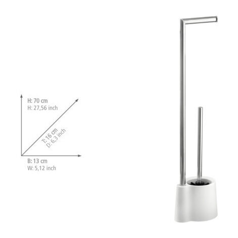 WENKO Stand WC-Garnitur Avola Weiß, Weiß, Polypropylen weiß, Edelstahl rostfrei glänzend