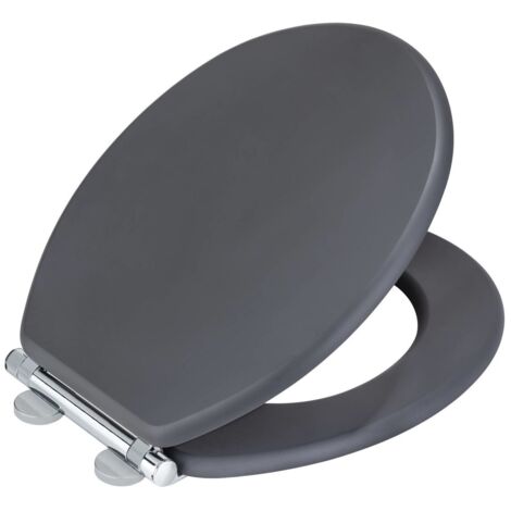 WENKO WC-Sitz Sedilo – Matt Grau, Mit Absenkautomatik (Easy-Close) & Fix-Clip Befestigung – Aus Antibakteriellem Duroplast, Flache Form