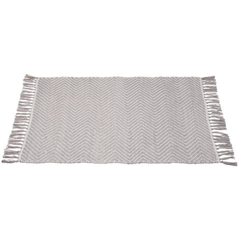 WENKO Badematte Gata, Hergestellt aus recycelten PET-Flaschen (100 % Polyester), Grau, Polyester grau  weiß