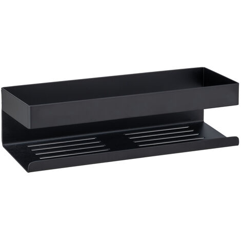 WENKO Turbo-Loc® Wandablage Genova Black, Befestigen ohne Bohren mit Spezial-Klebepad, Schwarz, Edelstahl rostfrei schwarz (1/3)