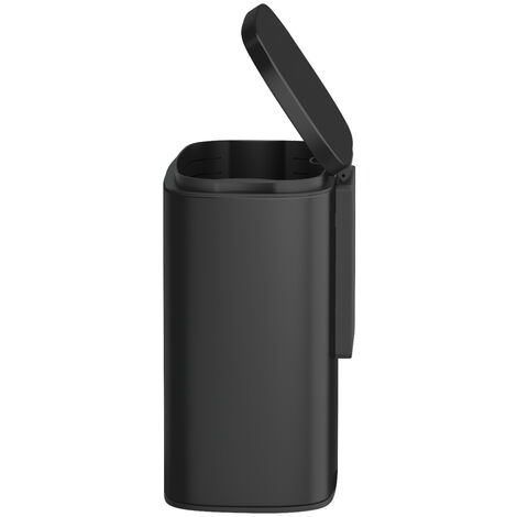 WENKO Wand-Kosmetikeimer Sare Schwarz 5 L, Easy Close Absenkautomatik, Schwarz, Metall schwarz