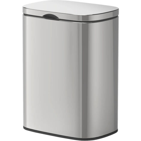 WENKO Wand-Kosmetikeimer Sare Glänzend 5 L, Easy Close Absenkautomatik, Silber glänzend, Edelstahl rostfrei glänzend