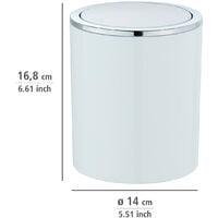 WENKO Müll Eimer Inca white 2 L Schwingdeckel Kosmetik Bad Küche Gäste WC Abfall - weiss