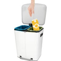 WENKO Tret Eimer Müll Abfall 2 x 20 L Absenkautomatik Küchen Bad WC Büro Pedal - weiss