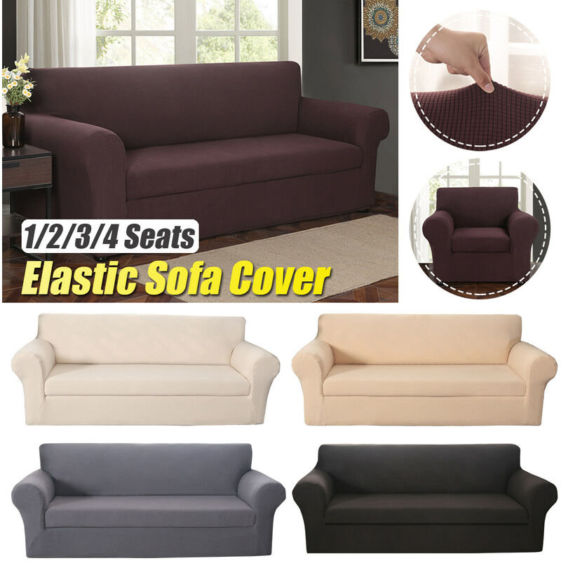 Funda para sillón Funda elástica para sofá de color liso (Beige, 1 asiento)