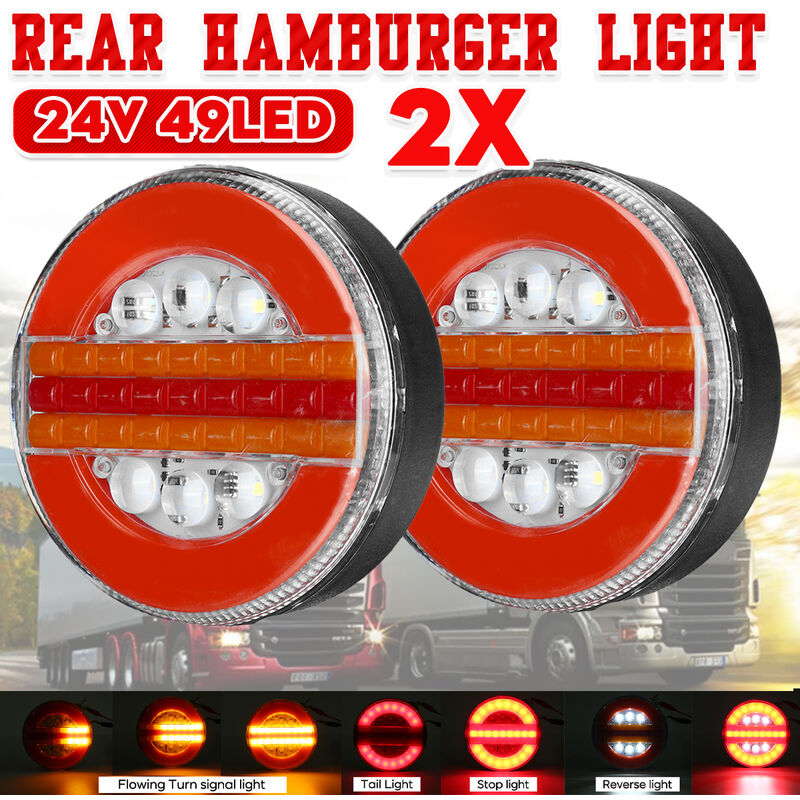 2 uds 24V 49LED luces traseras de hamburguesa indicador dinámico secuencial para camión autobús