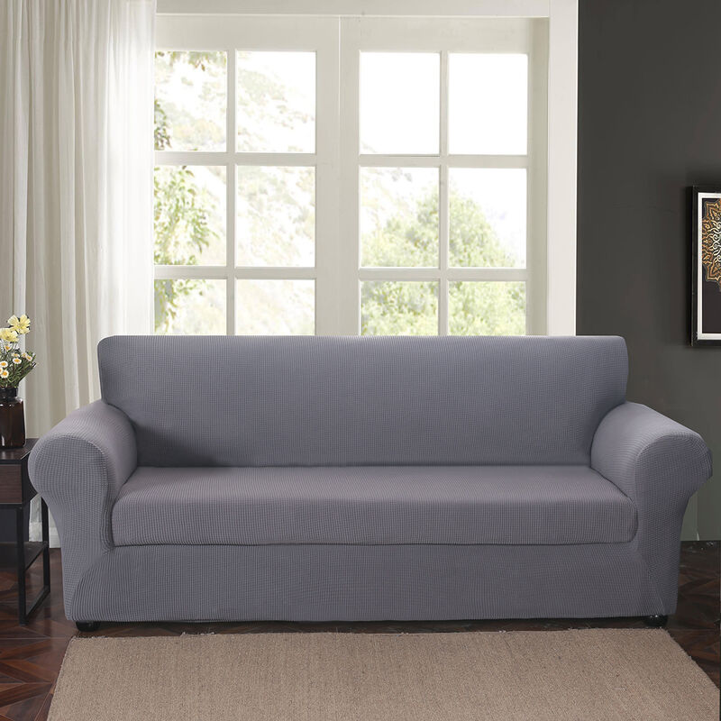 Funda para sillón Funda de sofá elástica de color liso (gris, 1 asiento)