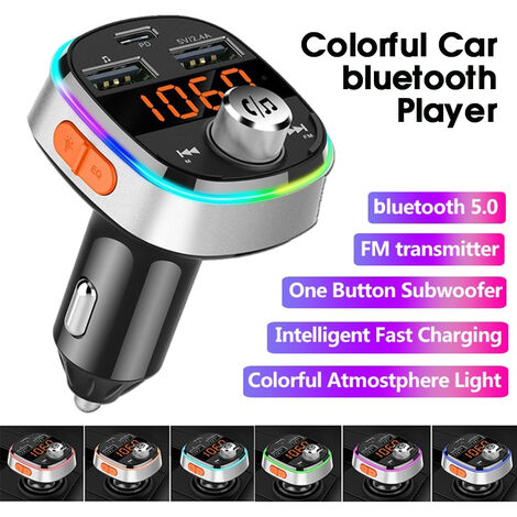 Transmisor Bluetooth Fm para coche, Adaptador de coche Bluetooth,  Reproductor de música, Cargador de coche, Soporte de llamadas manos libres