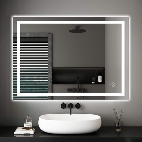 Miroir Lumineux LED 22 W Interrupteur Tactile + Étagère 50l X 70h Cm -  Miroir salle de bain BUT