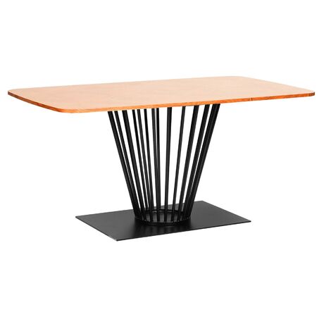 Oak Dining Table Plywood 16090 cm Top with Black Frame 6 Seater