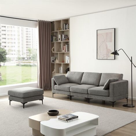 Dark Grey Sofa with Footstool