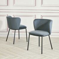 2x Mandy Navy Grey Velvet Chairs (Crib5 Standard)
