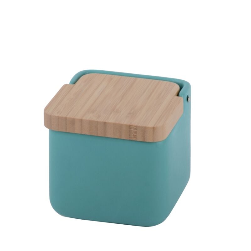 Salero de cocina con tapa bambú SQUARE - teal mate