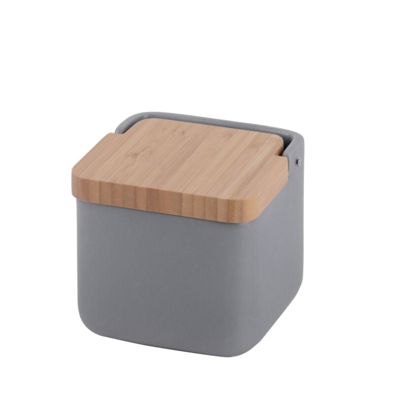 Kook Time Salero de cocina con tapa madera basculante. gris mate moderno square