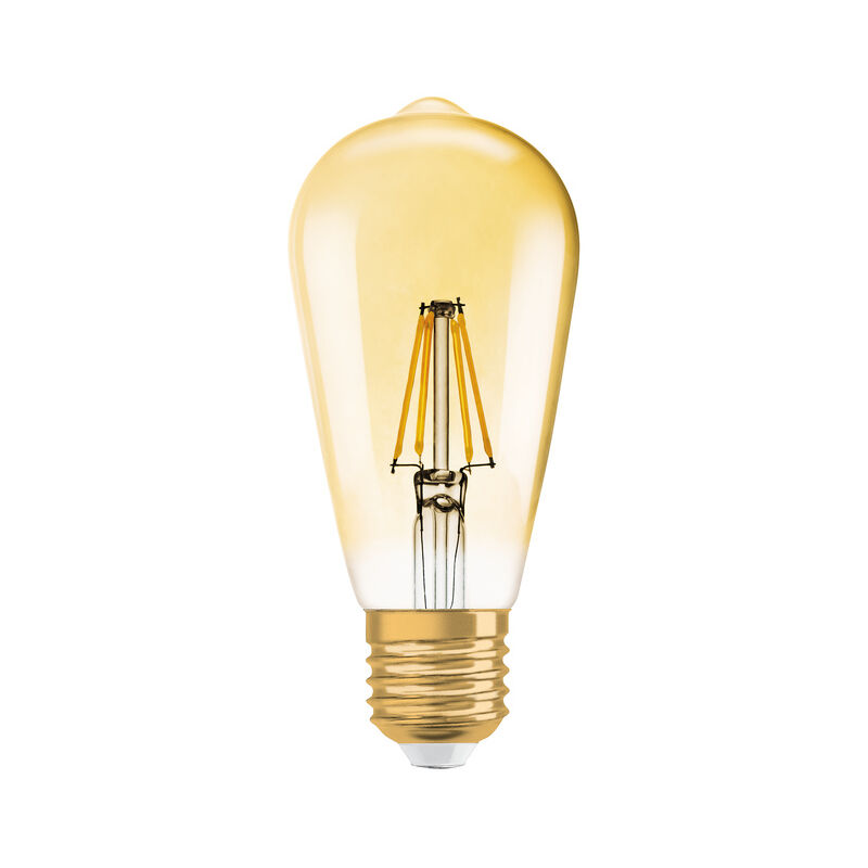 Ampoule vintage LED E27 dimmable source de lumière LED rétro filament,  verre ambré, 7 watts 670 lumens 2700 Kelvin blanc chaud, DxH 12,5x17,5 cm