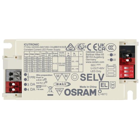 Osram – Driver LED DALI 42W 220-240V 1050mA – Dimmable – Incl. câble DC – Pour contrôle d'ambiance LED