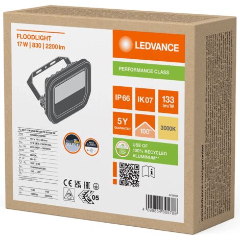Projecteur LED 17W/11W 3000K chaud 2200lm/1465lm IP66 IK07 noir Ledvance (1/3)