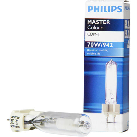 Philips – Ampoule halogène G12 CDM-T 70W – 6300 lumens blanc froid 4200K – Durée de vie 9000h – Classe G – Pour galeries d'art et magasins