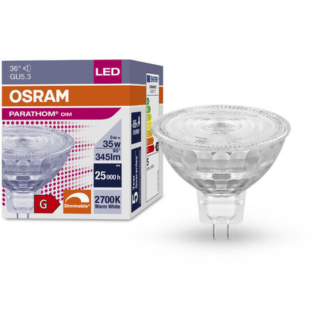 Osram Parathom LED GU5.3 Spot Claire 5W 345lm - 927 Blanc Très Chaud  Dimmable - Meilleur rendu des couleurs - Équivalent 35W