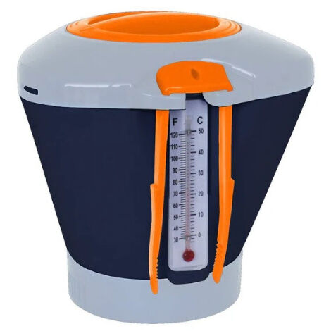 Diffuseur de Chlore flottant 3 en 1 pour piscine - Thermomètre intégré + Pince - Unité - POOLCO